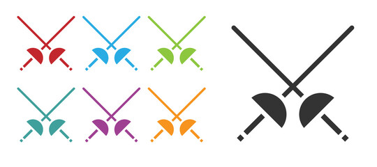 Black Fencing icon isolated on white background. Sport equipment. Set icons colorful. Vector Illustration.