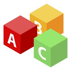 Colorful kid cubes icon. Isometric of colorful kid cubes vector icon for web design isolated on white background