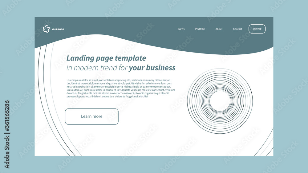 Poster landing page template for website for your business with lines concept design - vector illustration