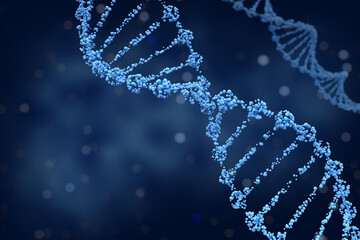 DNA Close Up 3D Rendering with Depth of Field and dark background for creative concept health or medical industry and personal use