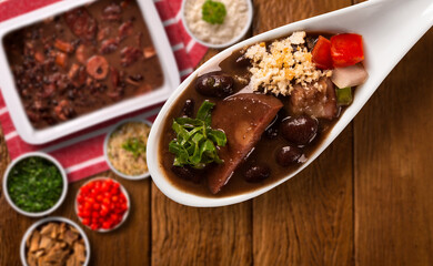 Brazilian Feijoada Food. Top view.