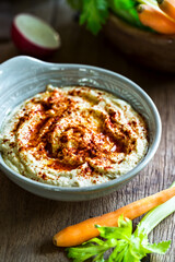 Homemade Hummus by fresh vegetables for dipping