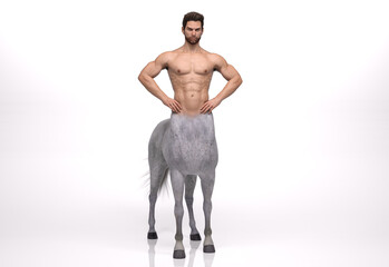 Fototapeta premium 3D Rendering : A portrait of the male centaur, a pinup centaur posing in the studio