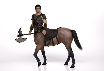 3D Rendering : A portrait of the male centaur, a pinup centaur posing in the studio - obrazy, fototapety, plakaty