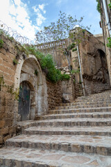 View of the narrow streets of the historic Mardin. Mardin, Turkey.