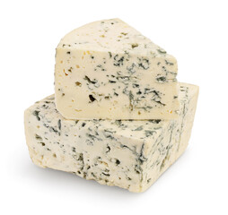 Blue cheese isolated on white background with clipping path and full depth of field.