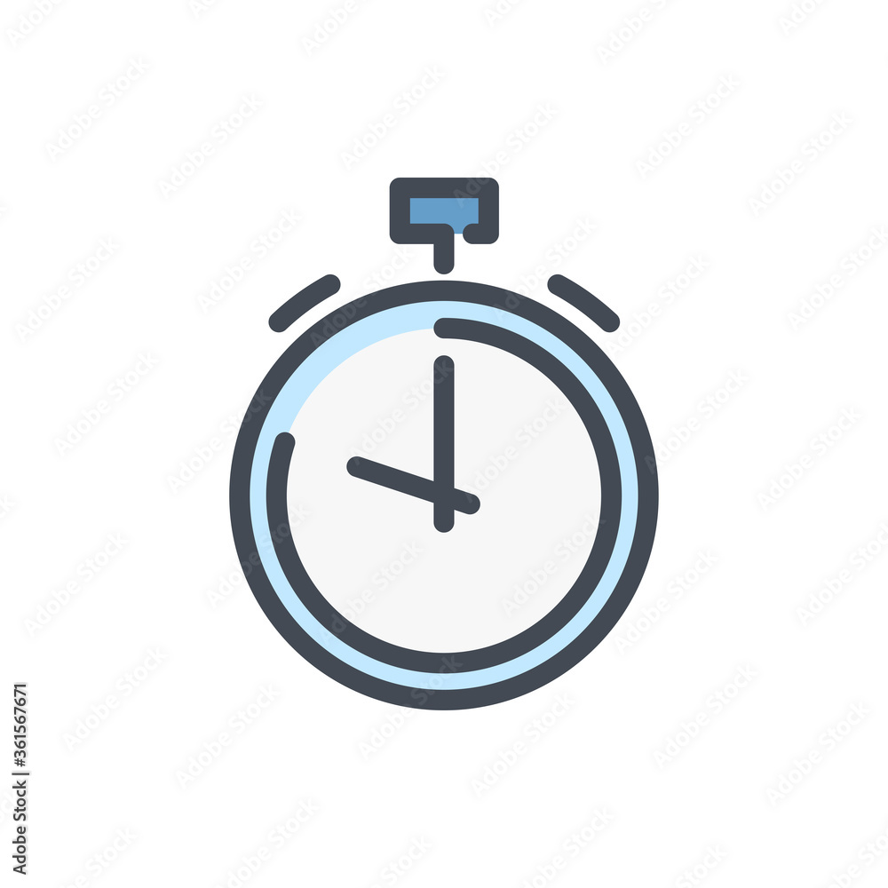 Poster stopwatch color line icon. timer vector outline colorful sign.