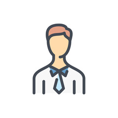 Student color line icon. Person with a Tie vector outline colorful sign.