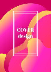 Abstract trendy fluid wavy neon background. Orange, yellow, pink, candy colors with gradient. Modern 3d style. Applicable for cover, brochure, flyer template design. Vector illustration, Eps10.