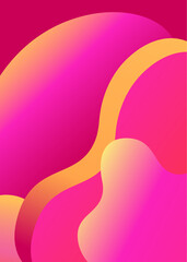 Abstract trendy fluid wavy neon background. Orange, yellow, pink, candy colors with gradient. Modern 3d style. Applicable for cover, brochure, flyer template design. Vector illustration, Eps10.