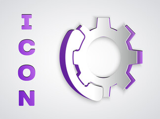 Paper cut Telephone 24 hours support icon isolated on grey background. All-day customer support call-center. Full time call services. Paper art style. Vector Illustration.