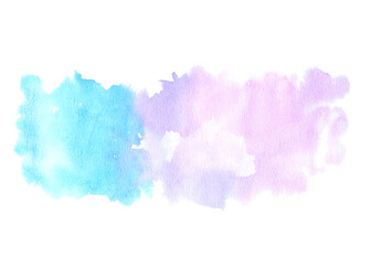 Abstract Purple and blue watercolor background on paper, hand drawn painting.