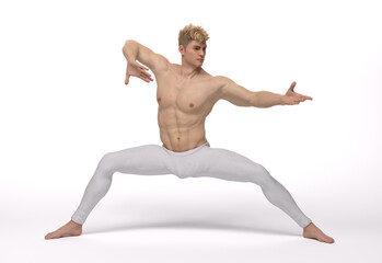 3d Render: a man pose an action with China martial Arts Styles, Kung Fu