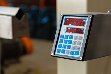 Close up of control panel in industrial production factory