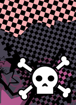 Cartoon Skull And Stars Cel Phone Wallpaper Background Emo Style In Vector Format