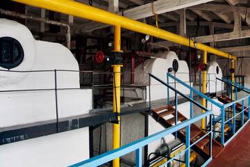 Inside the industrial boiler room. Heating equipment