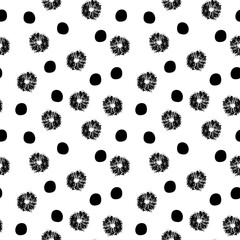 Seamless trendy abstract Memphis pattern. Black and white textures, simple design. Vector illustration. Applicable for backgrounds, wrapping paper, textile concepts.