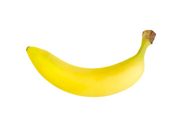Ripe banana Isolated on a white background. One yellow fruit. Healthy eating
