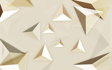 Geometric Light Brown Triangle With Background 3d Illustartion Wallpaper Design