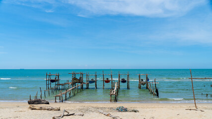 Livelihoods of fishermen and fishing equipment at Bang Hoi Beach, Songkhla, Thailand
