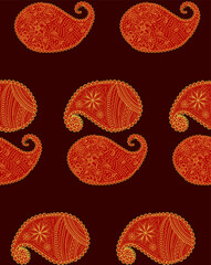 seamless pattern with Indian ornament. Turkish cucumber.
