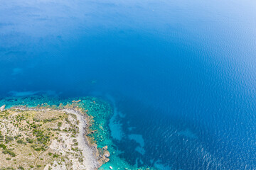 Fototapeta na wymiar aerial view of the marine coast of Monte Argentario in the Tuscan Maremma