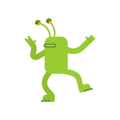 Alien dancing. UFO dance cartoon. vector illustration
