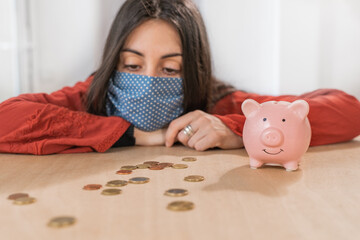 Coronavirus. Depressed and worried business woman because impact on retail businesses shut down...