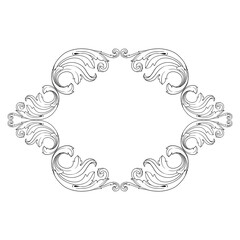 Vintage Ornament Element in baroque style with filigree and floral engrave the best situated for create frame, border, banner. It's hand drawn foliage swirl like victorian or damask design arabesque.