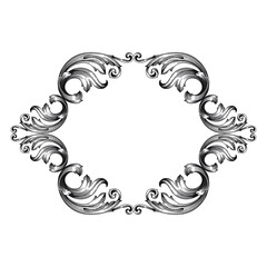 Vintage Ornament Element in baroque style with filigree and floral engrave the best situated for create frame, border, banner. It's hand drawn foliage swirl like victorian or damask design arabesque.