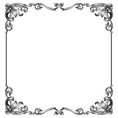 Vintage Ornament Element in baroque style with filigree and floral engrave the best situated for create frame, border, banner. It's hand drawn foliage swirl like victorian or damask design arabesque.