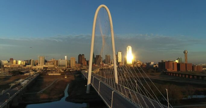Dallas Bridge with Skyline at sunset pull