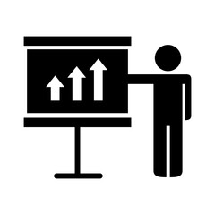 businessman figure with satistics in paperboard silhouette style icon