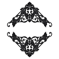 Vintage Ornament Element in baroque style with filigree and floral engrave the best situated for create frame, border, banner. It's hand drawn foliage swirl like victorian or damask design arabesque.
