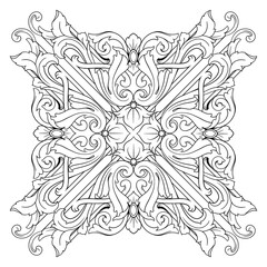 Vintage Ornament Element in baroque style with filigree and floral engrave the best situated for create frame, border, banner. It's hand drawn foliage swirl like victorian or damask design arabesque.
