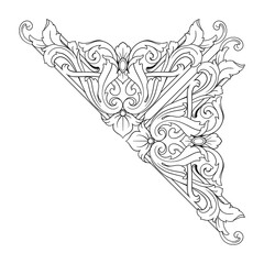 Vintage Ornament Element in baroque style with filigree and floral engrave the best situated for create frame, border, banner. It's hand drawn foliage swirl like victorian or damask design arabesque.
