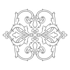 Vintage Ornament Element in baroque style with filigree and floral engrave the best situated for create frame, border, banner. It's hand drawn foliage swirl like victorian or damask design arabesque.

