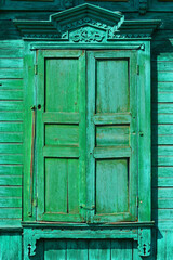 Unique wooden Windows of old houses in Omsk are original and beautiful.