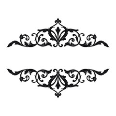 Vintage Ornament Element in baroque style with filigree and floral engrave the best situated for create frame, border, banner. It's hand drawn foliage swirl like victorian or damask design arabesque.
