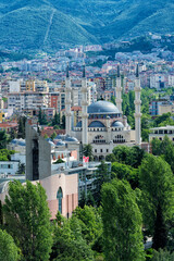 View over Tirana and the new Mosque, Tirana, Albania