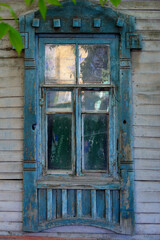 Unique wooden Windows of old houses in Omsk are original and beautiful.