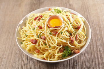 carbonara spaghetti with egg, cheese and bacon