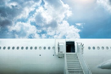 open door and stairstep from airplane