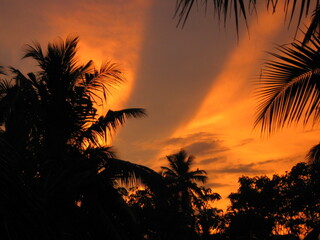 Fototapeta na wymiar orange sunset sky with pattern