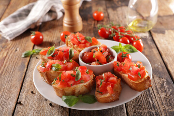 bruschettas with tomato and basil