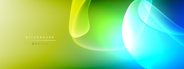 Vector abstract background - liquid bubble shapes on fluid gradient with shadows and light effects. Shiny design template for text