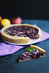 Homemade sweet blueberry pie with cream - 361578240