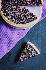 Homemade sweet blueberry pie with cream - 361578265