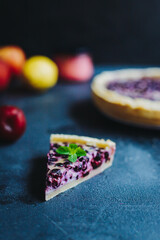 Homemade sweet blueberry pie with cream - 361578292