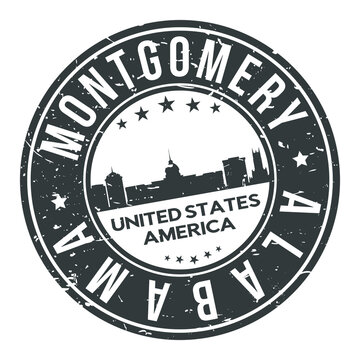 Montgomery Alabama USA Stamp Logo Icon Symbol Design Skyline City.